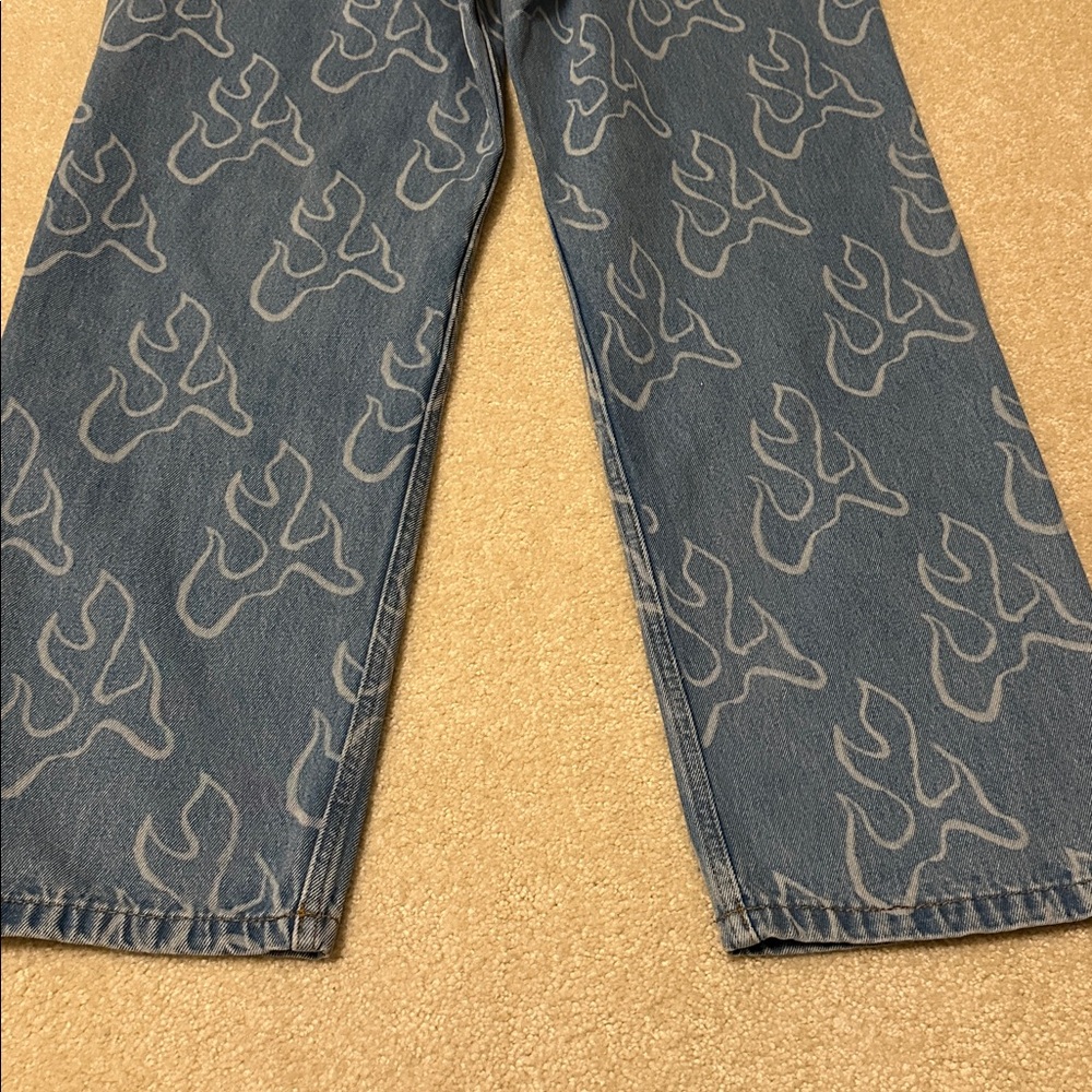 Vintage Vans Check -5 Blaze loose denim jeans featuring flame print size 33x31 - Picture 12 of 12